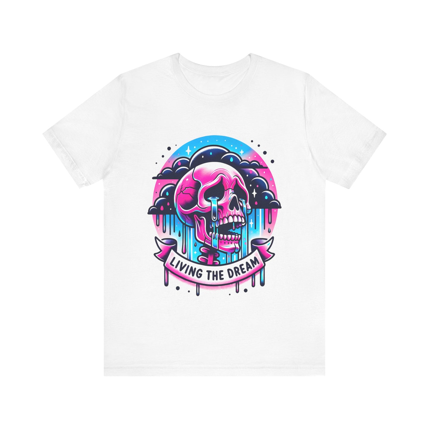 Living The Dream Crying Skeleton Jersey Short Sleeve Tee