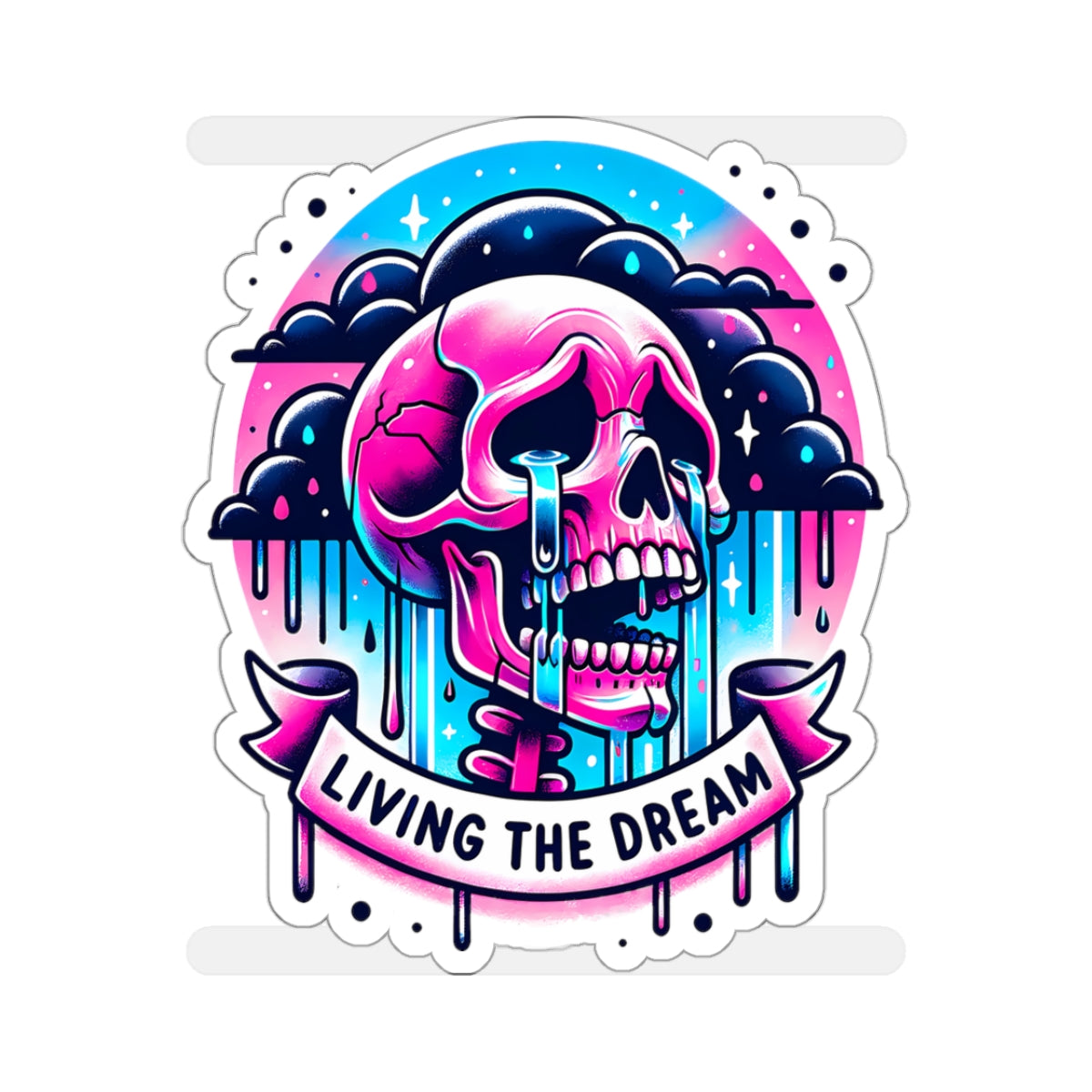 Living The Dream Crying Skeleton Sticker