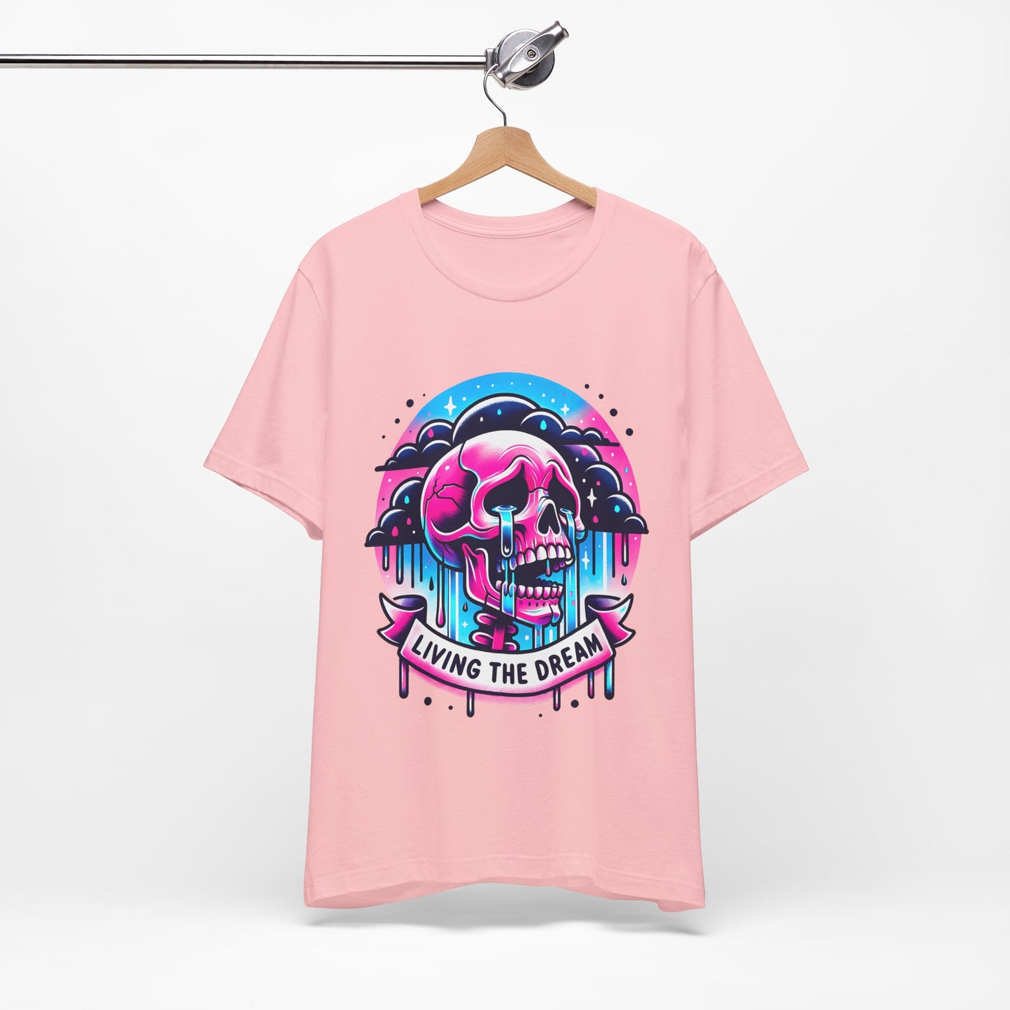 Living The Dream Crying Skeleton Jersey Short Sleeve Tee