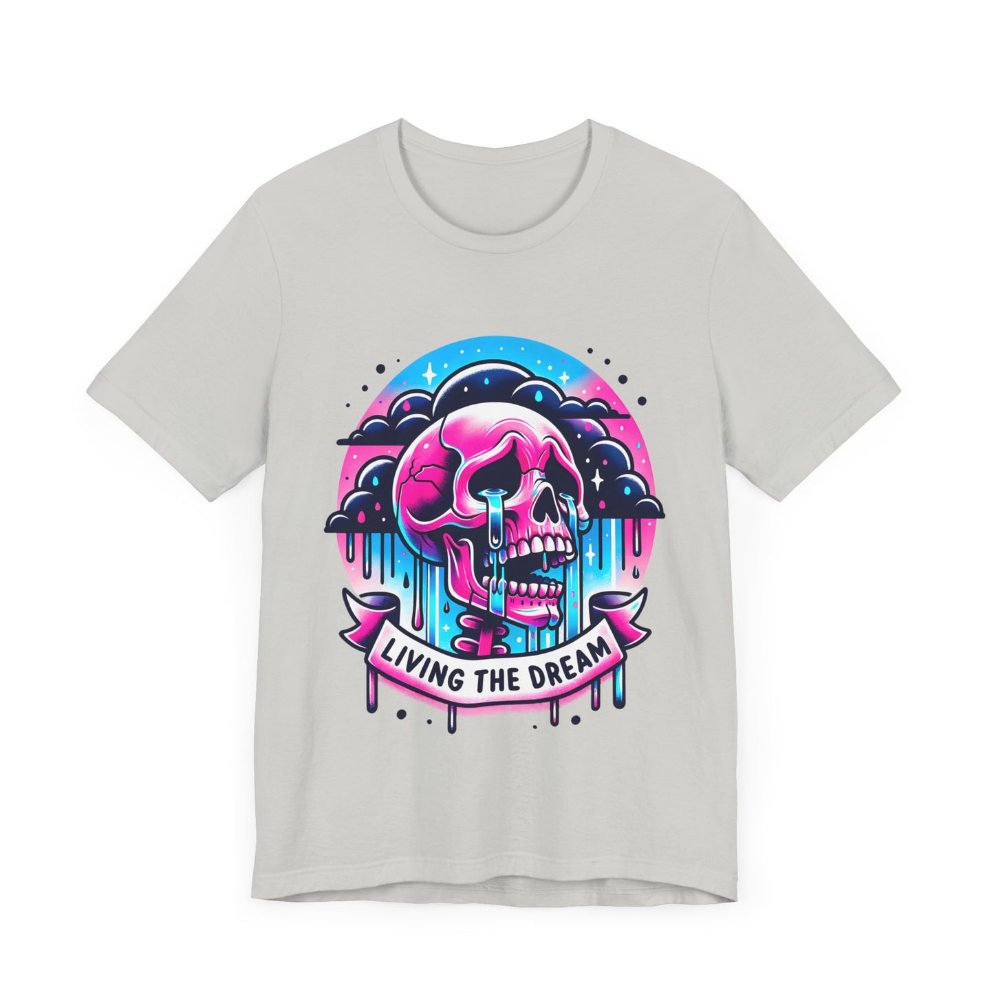 Living The Dream Crying Skeleton Jersey Short Sleeve Tee