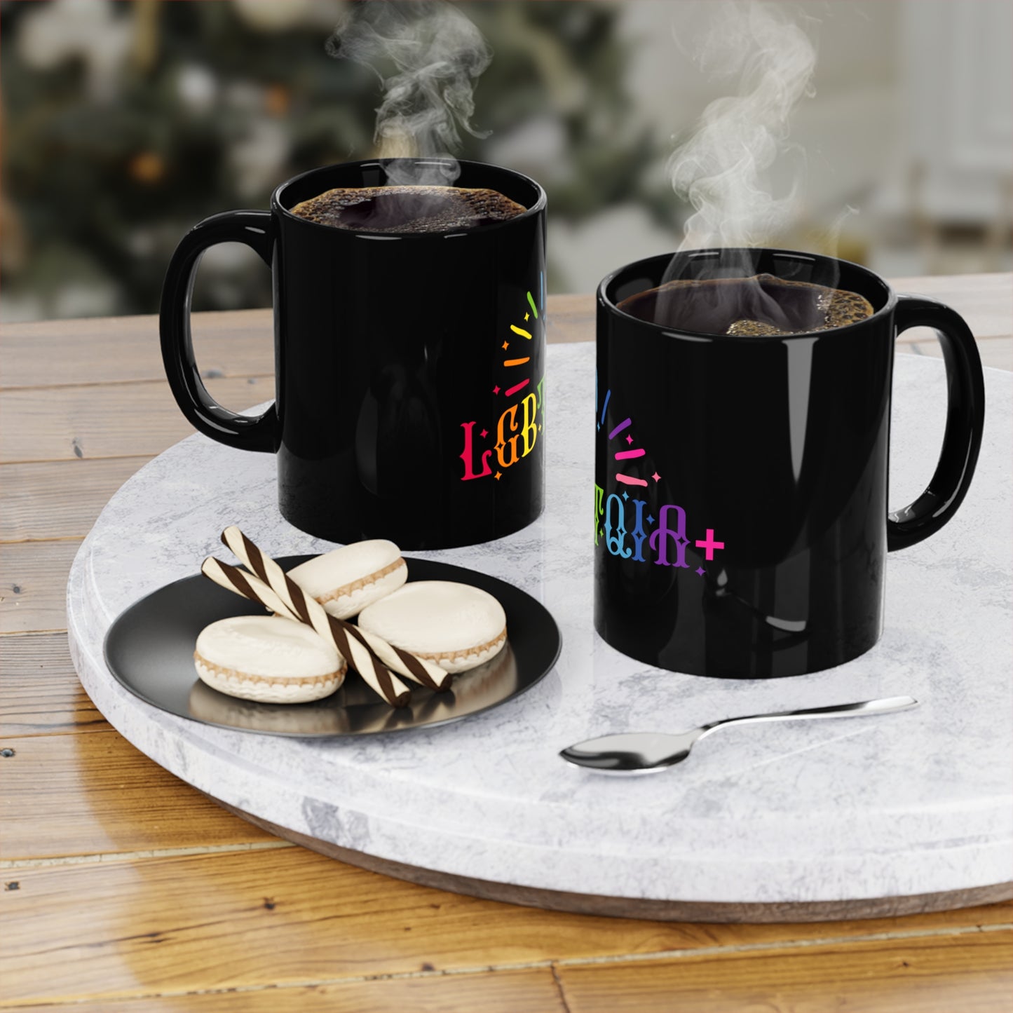 LGBTQIA+ Black Coffee Mug, 11oz