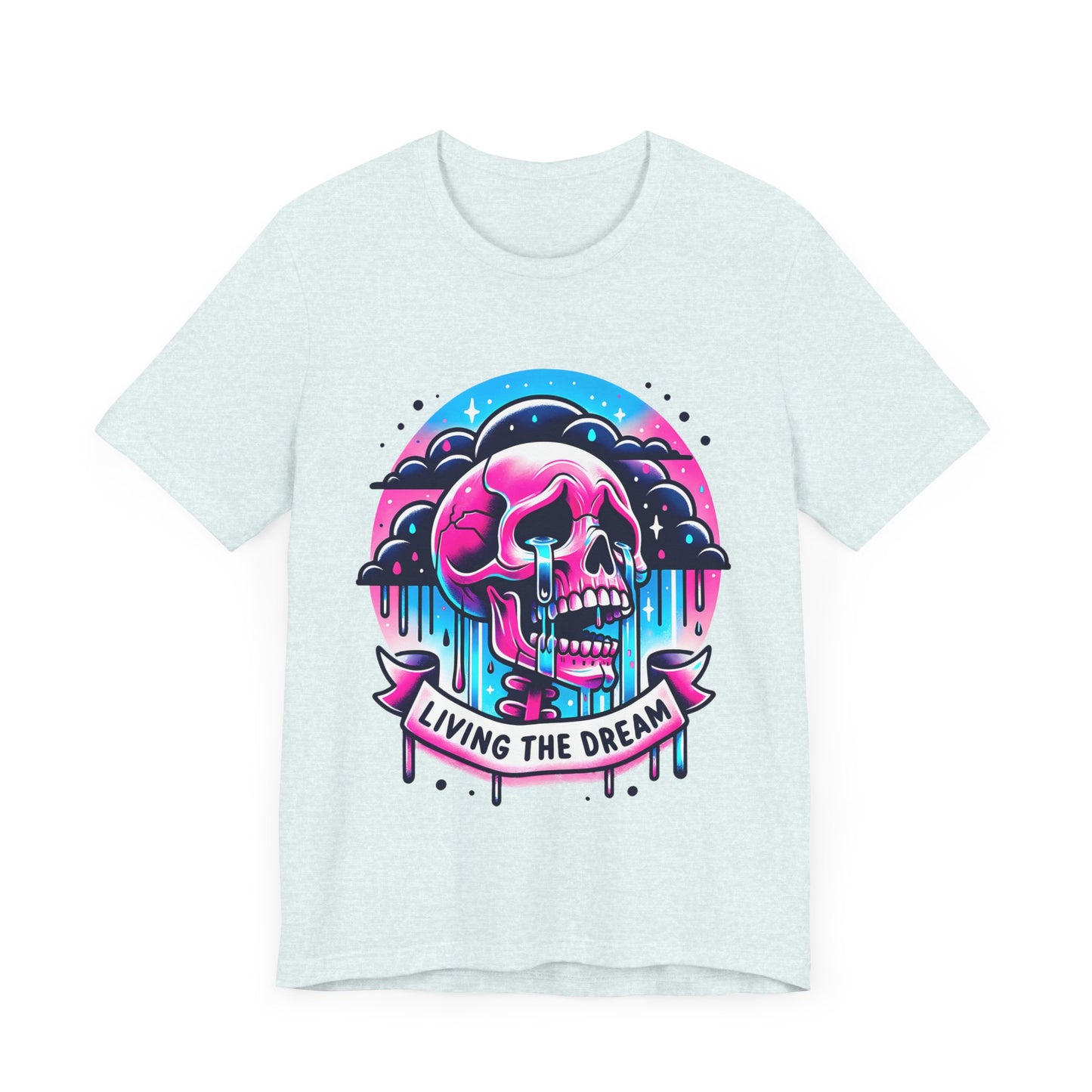 Living The Dream Crying Skeleton Jersey Short Sleeve Tee