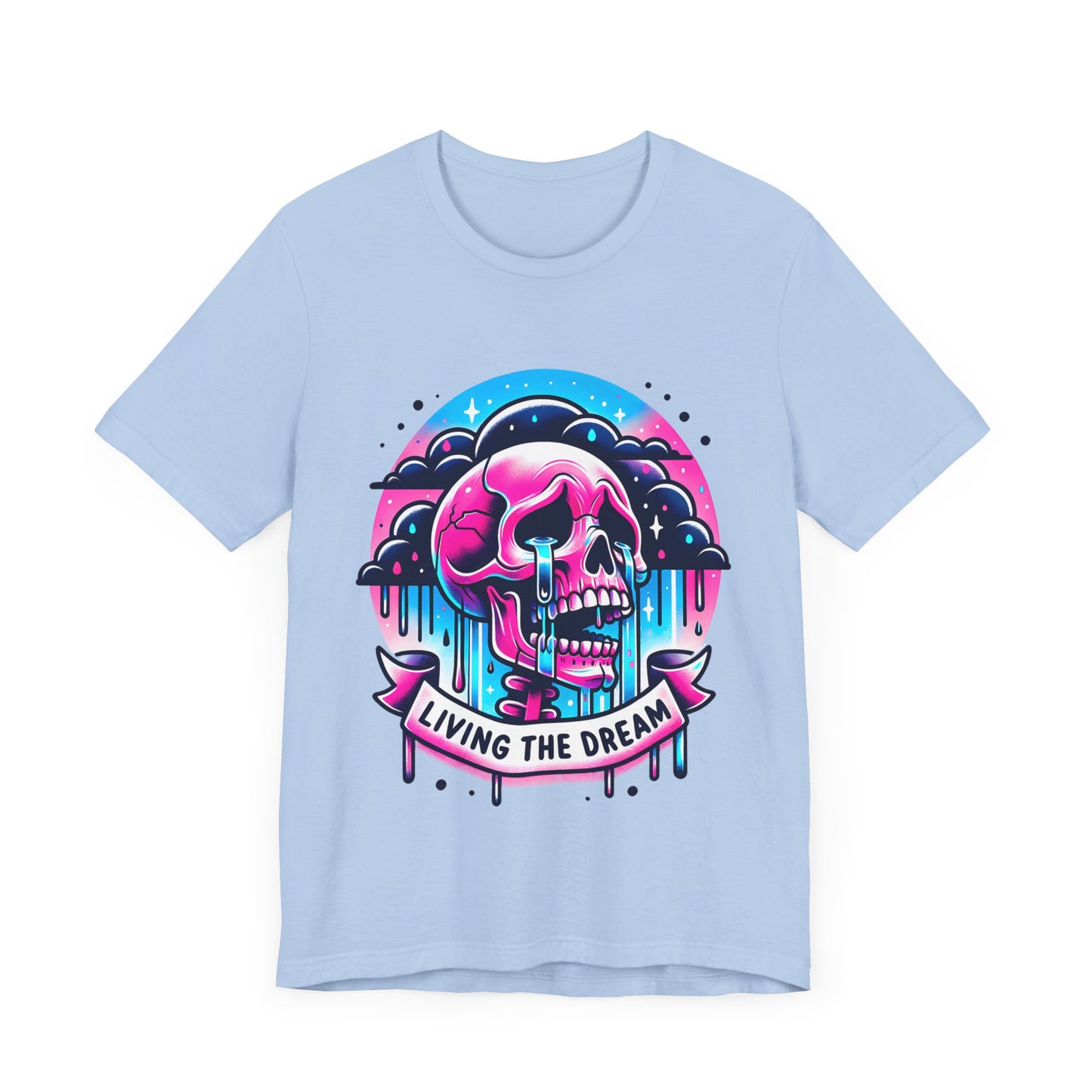 Living The Dream Crying Skeleton Jersey Short Sleeve Tee