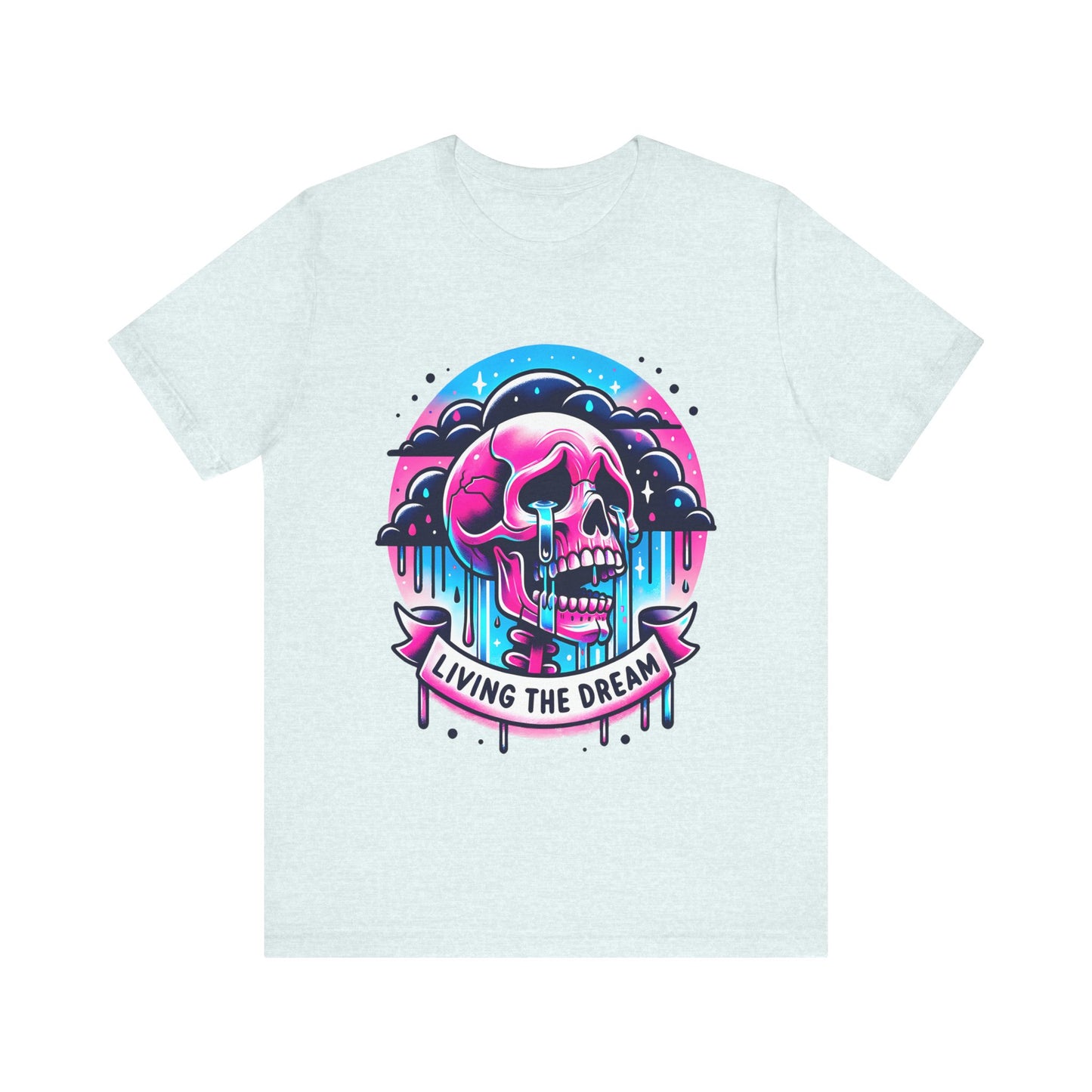 Living The Dream Crying Skeleton Jersey Short Sleeve Tee