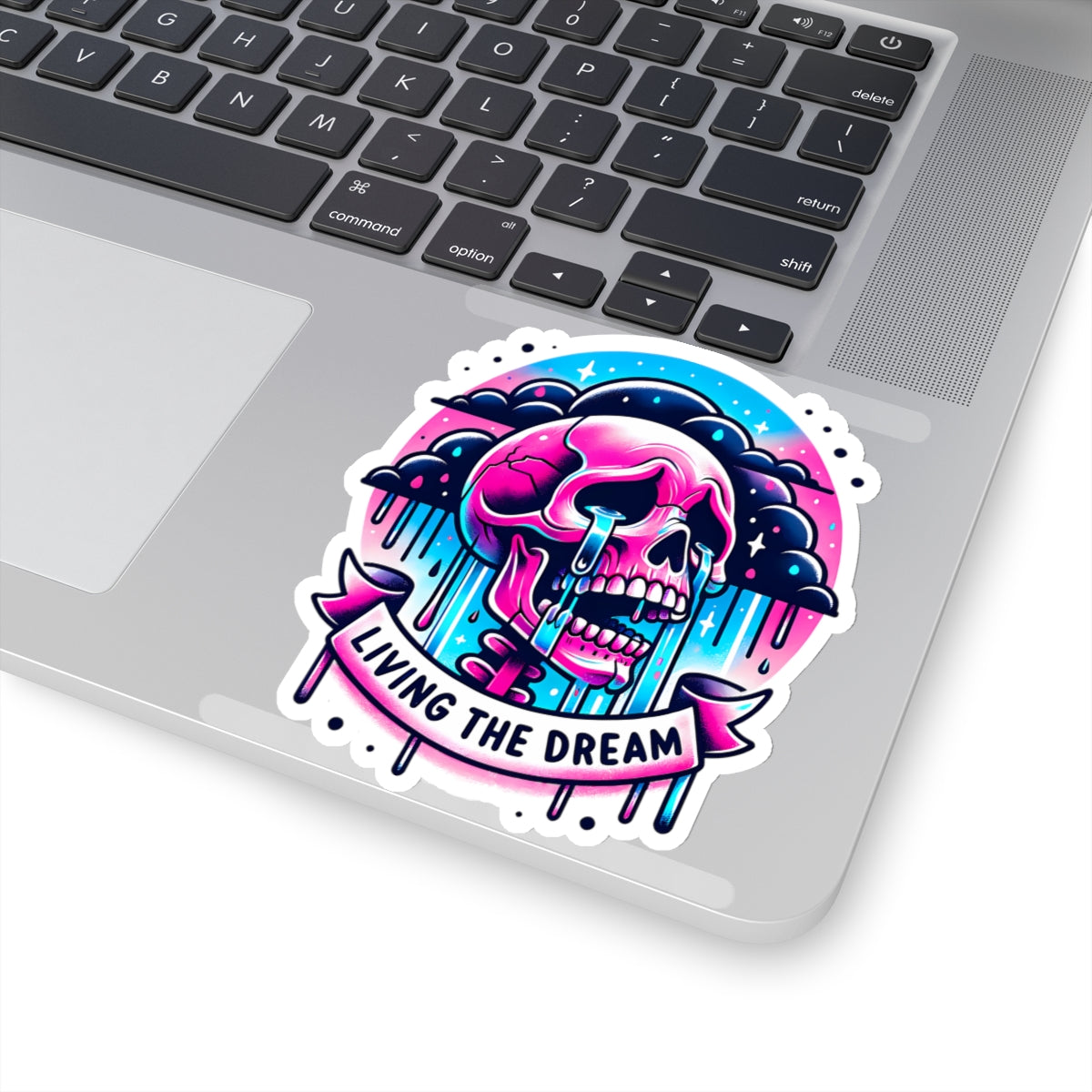 Living The Dream Crying Skeleton Sticker