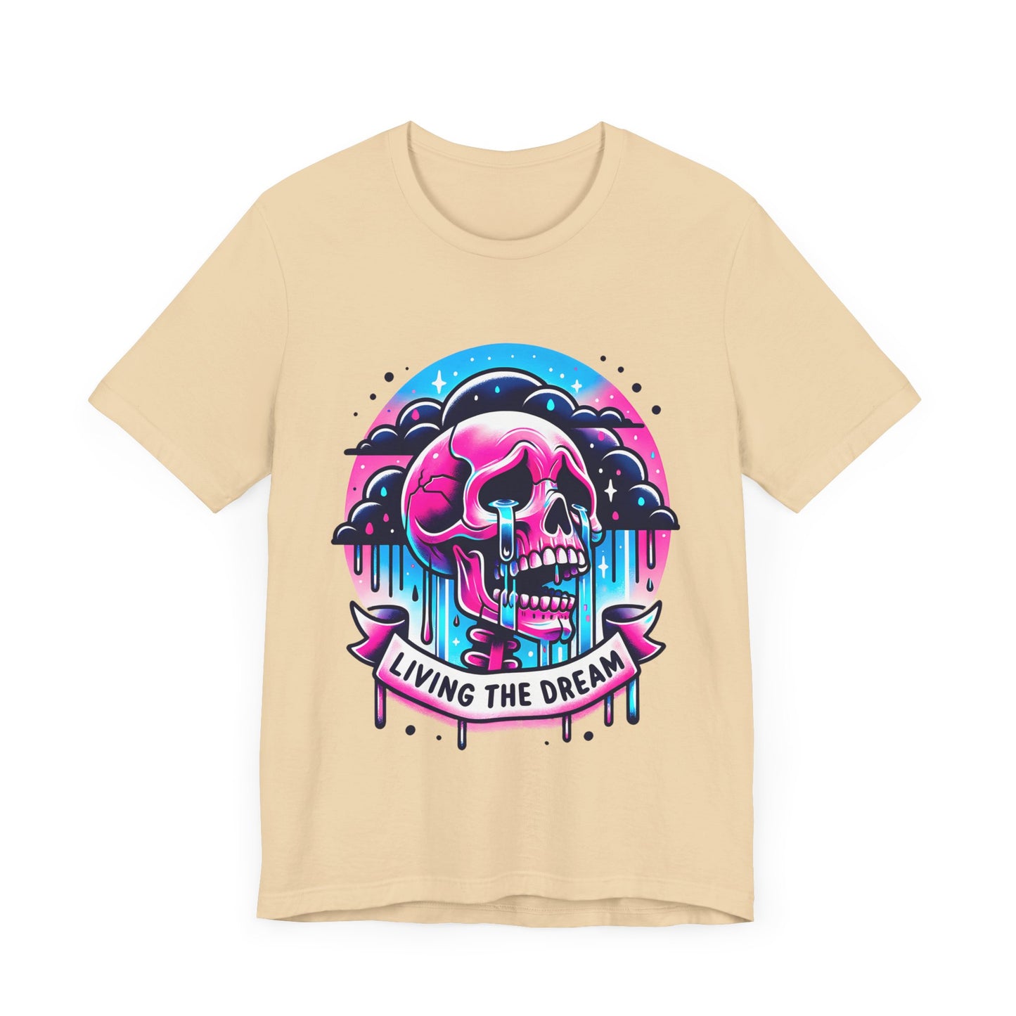 Living The Dream Crying Skeleton Jersey Short Sleeve Tee