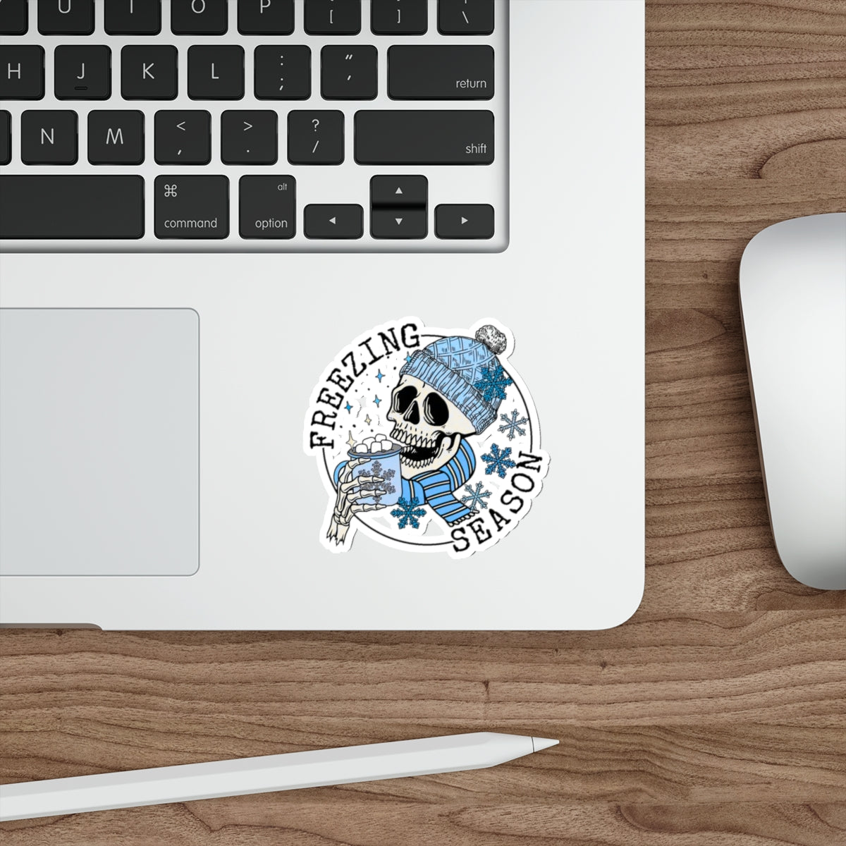 Freezing Season Funny Skeleton Die-Cut Sticker