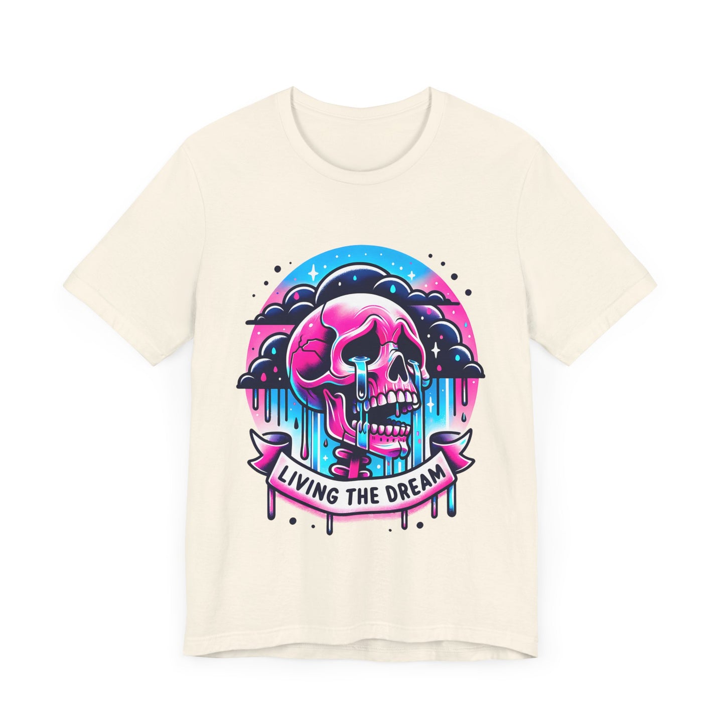 Living The Dream Crying Skeleton Jersey Short Sleeve Tee