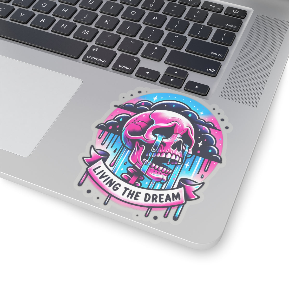 Living The Dream Crying Skeleton Sticker