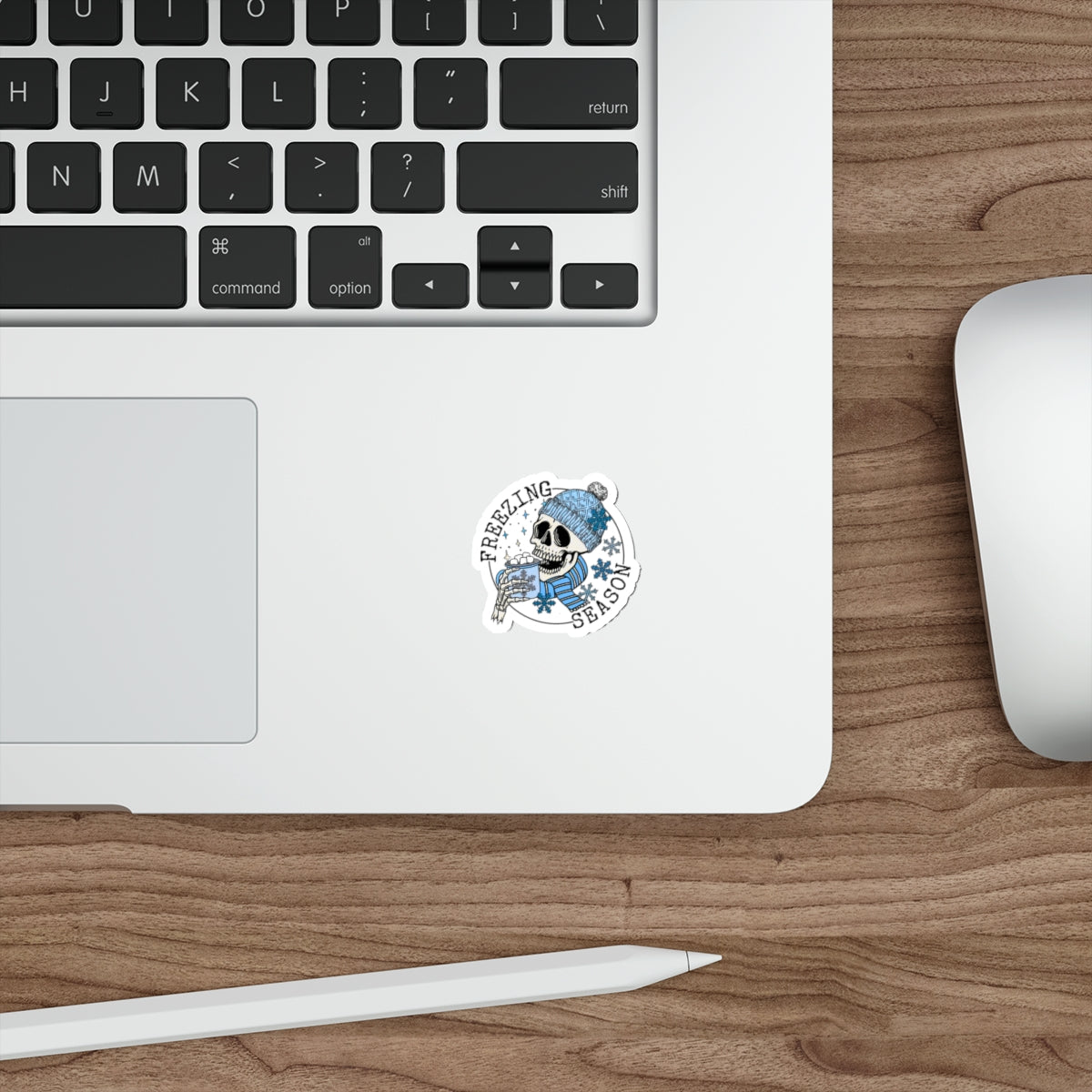 Freezing Season Funny Skeleton Die-Cut Sticker