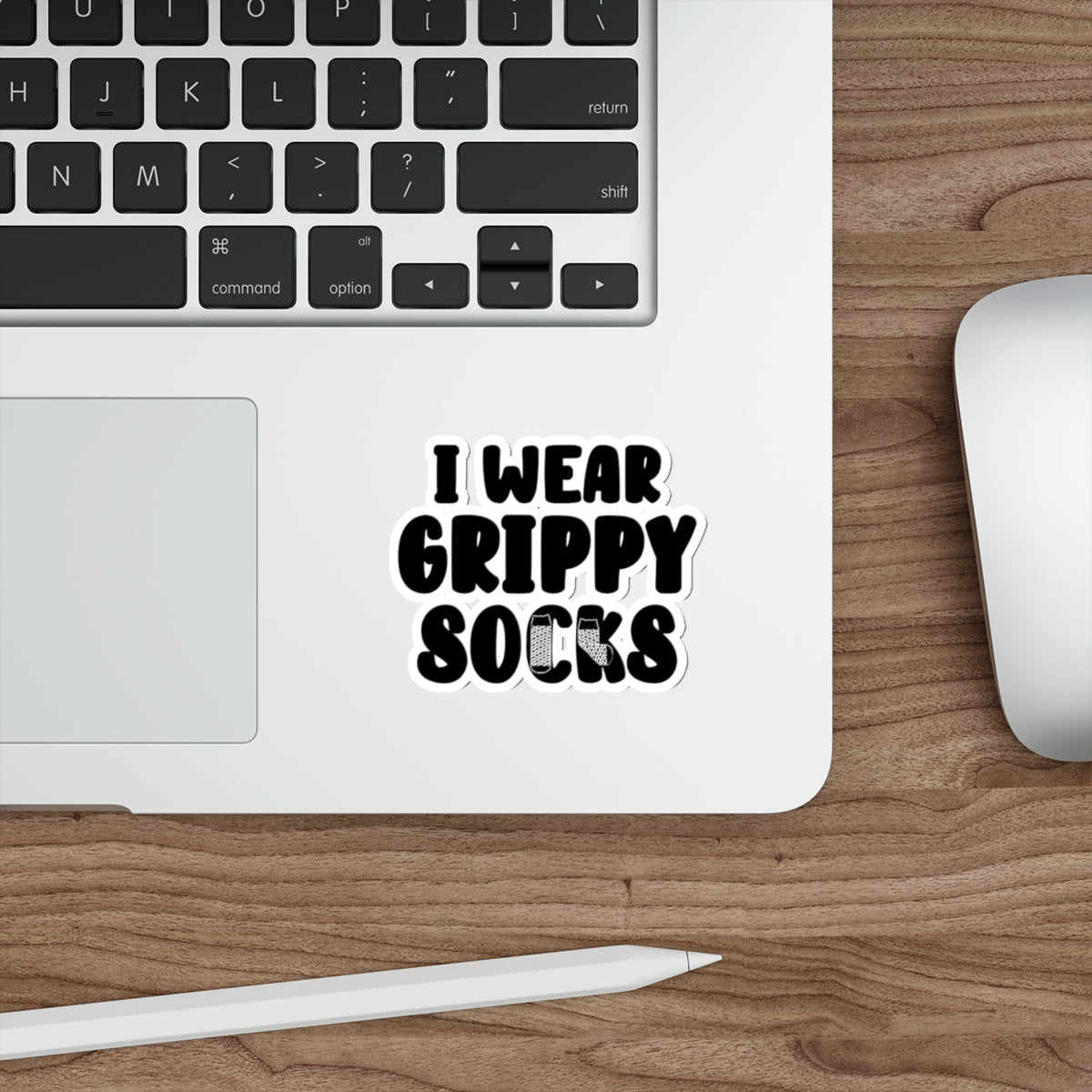 I Wear Grippy Socks Waterproof Die-Cut Sticker