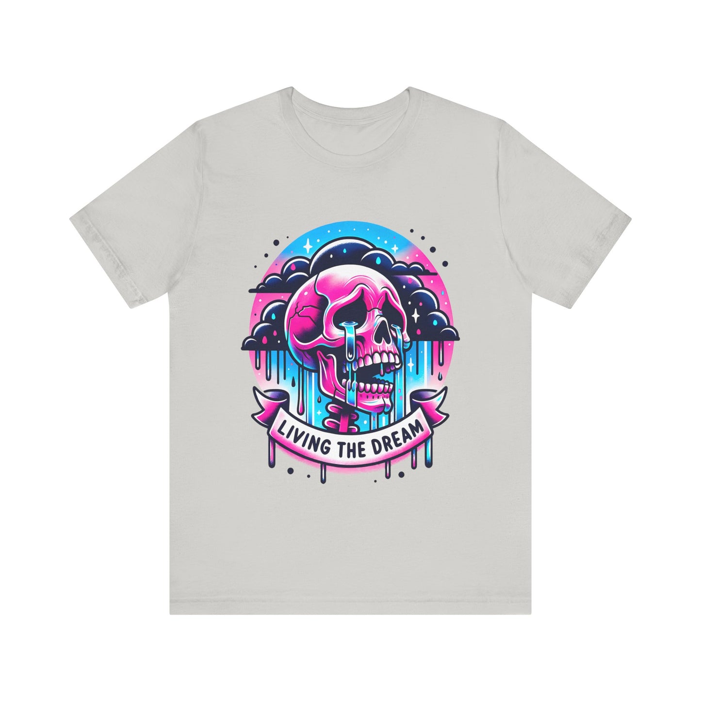 Living The Dream Crying Skeleton Jersey Short Sleeve Tee